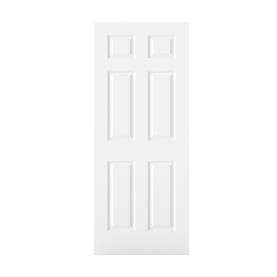 32x80 In. Raised 6 Panel Textured White Primed Hollow Core Composite Interior Molded Door Slab