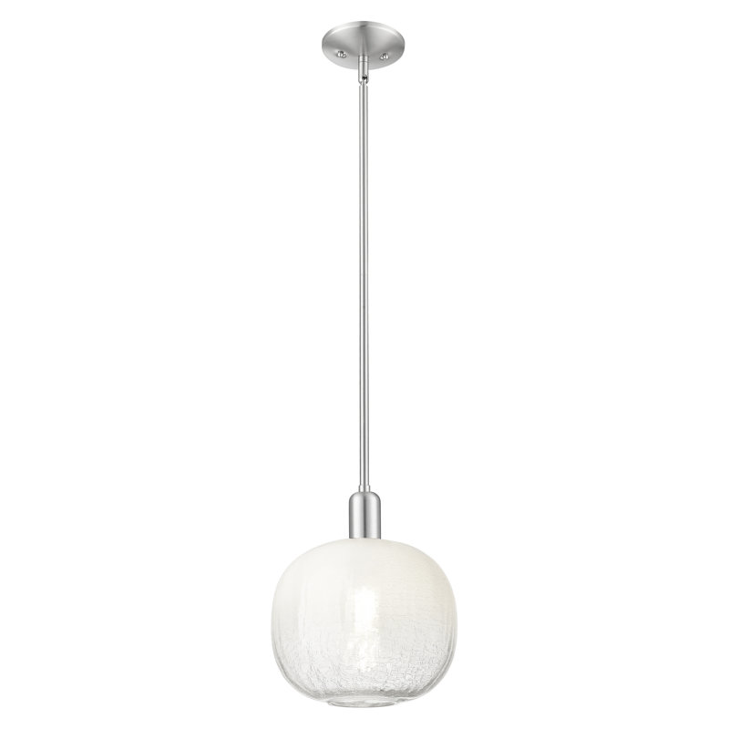 Downtown Urban - Brookhaven Sphere - 1 Light 10" Stem Hung Mini Pendant -  Shade, Brushed Satin Nickel, Opal
