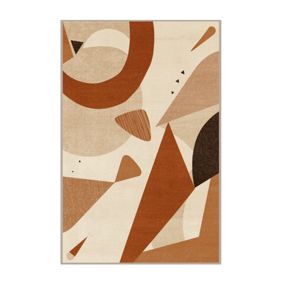 Machine Washable Bemott Modern Abstract Rug in Beige – Beige Binding