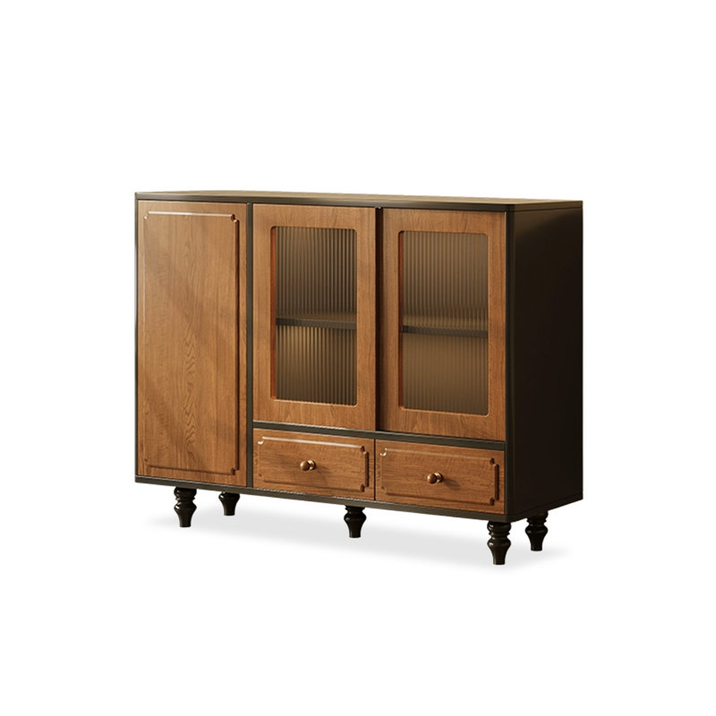 Buffet en noyer massif et bois manufacturé, H 38,19 po x l 48,82 po x P 16,14 po