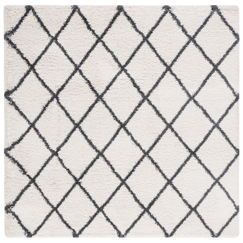 Tapis ivoire / noir Marrone, Carré 7 pi