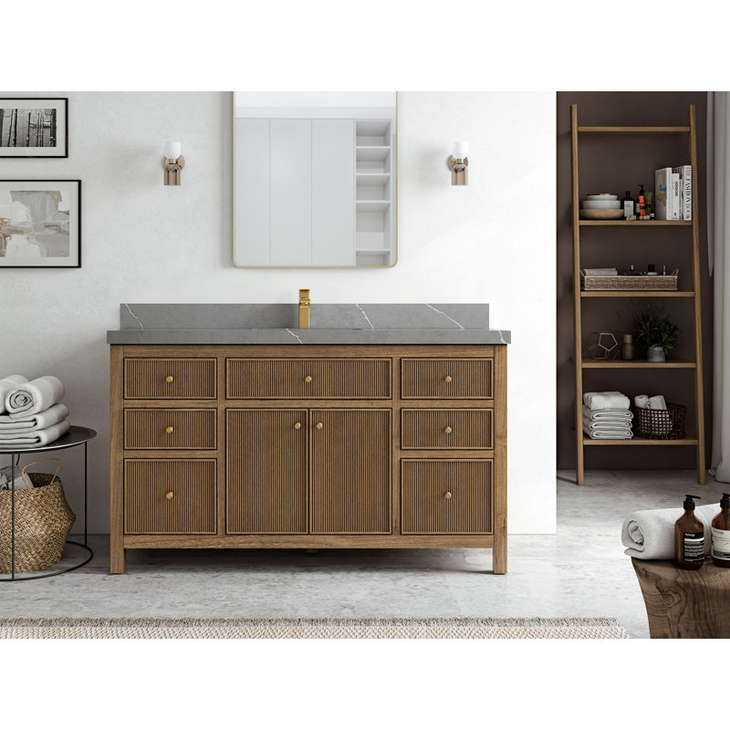 Ensemble de meuble-lavabo simple 60 po Sonoma, Gris Piatra