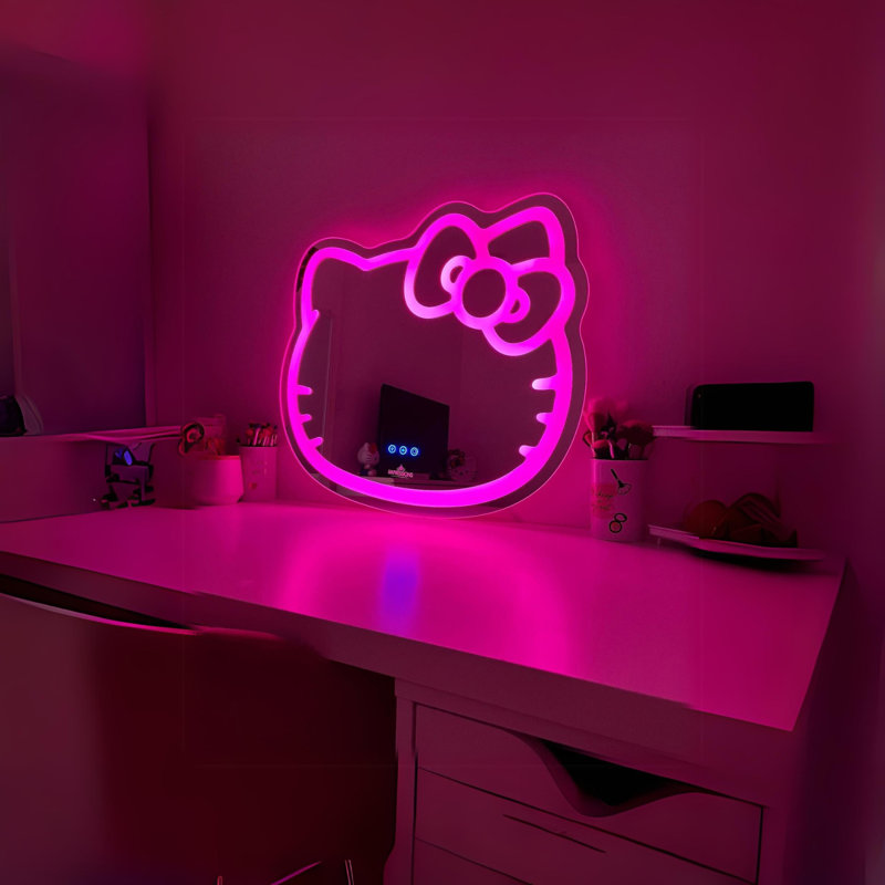 Hello Kitty Wall Mirror with Wi-Fi, Smart Touch Sensitive Makeup Vanity Mirror with App Controller