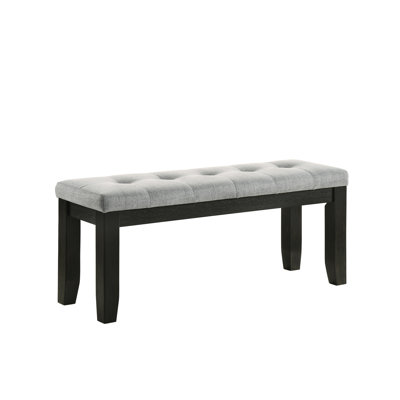 Contemporary Bench With Gray Fabric Upholstery And Tapered Wooden Legs For Dining Room Modern Wood Legs,