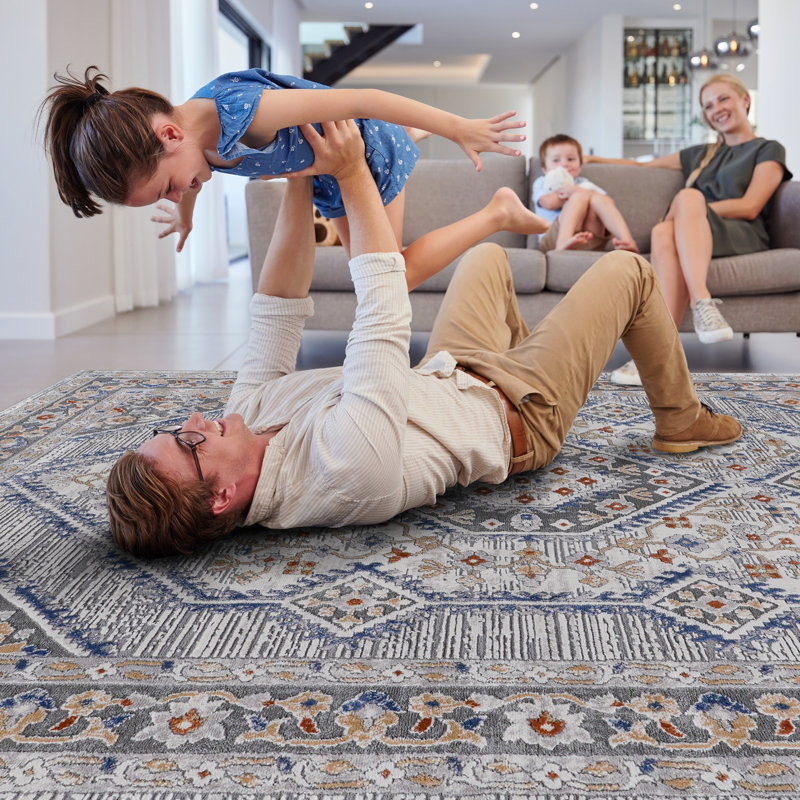 Bordered Non-Shedding Living Room Bedroom Dining Home Office Stylish And Stain Resistant Area Rug, Rectangle 2' x 3'