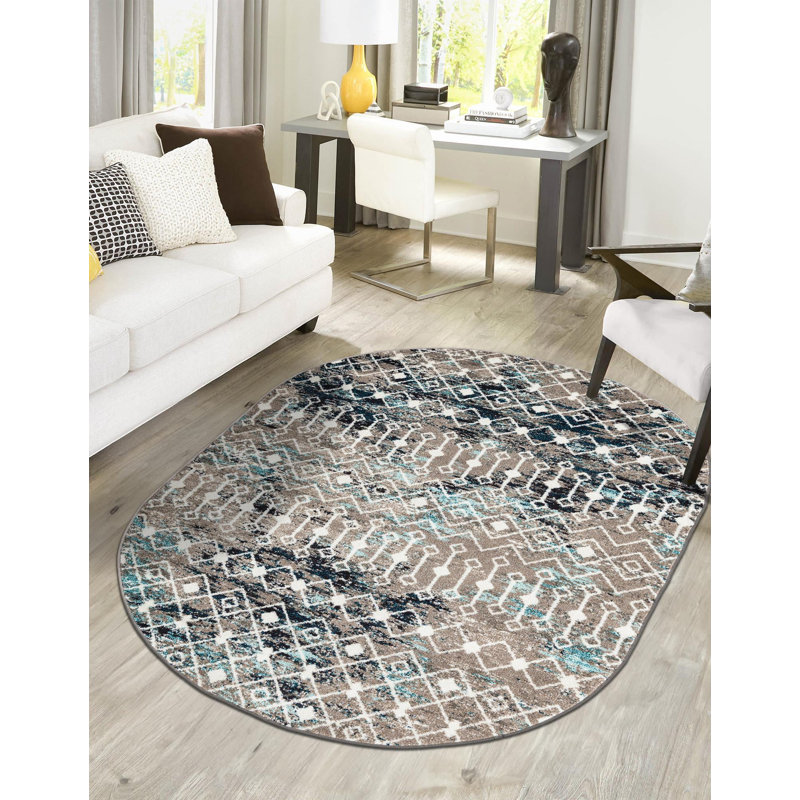 Somerville Geometric Indoor Rug, Runner 2' x 6'1", Gray/Blue