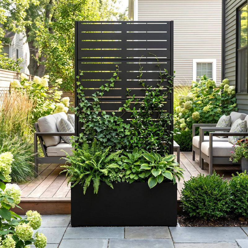 Metal Planter Box with Trellis, 59" H x 30" W x 12" D