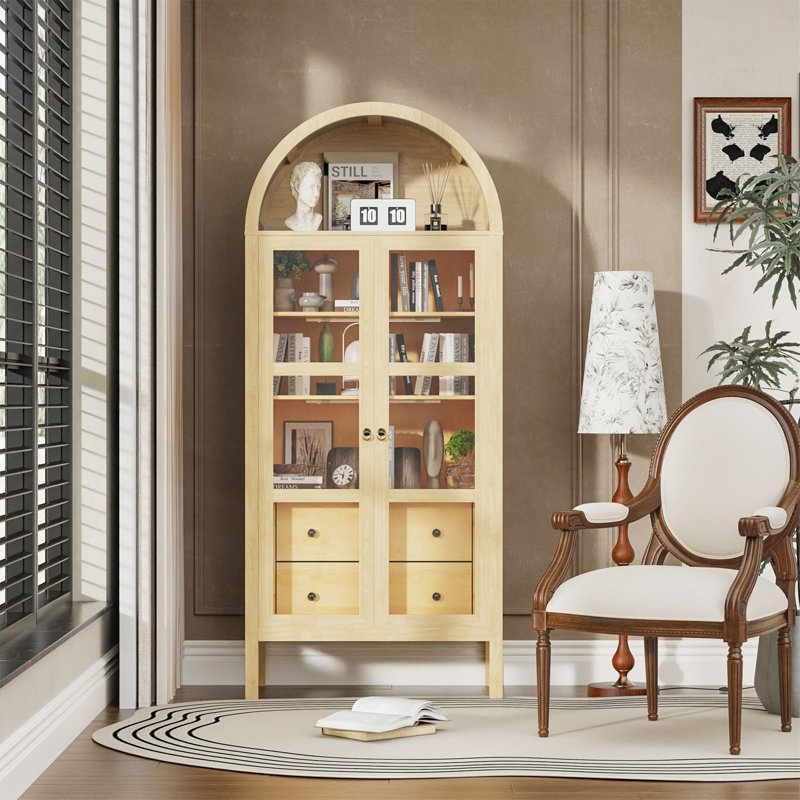 Armoire arquée moderne avec portes en verre, capteur de lumière automatique et tablettes réglables pour le rangement à la ferme