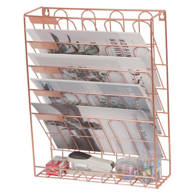 Desktop Organizer, 5-Tier Hanging File Organizer, Wall Mounted File Tray Organizer