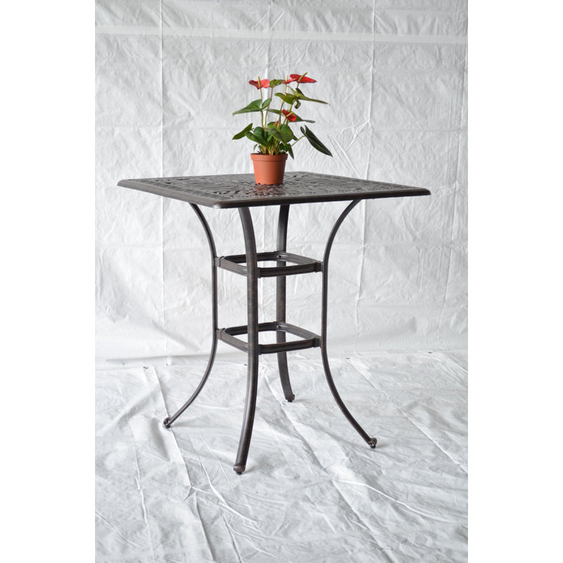 Nola Square Metal Outdoor Bar Table With Umbrella Hole , in. W in. D, 64" L x 64" W x 40" H