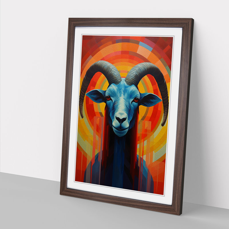 Goat Constructivism No.3 - Framed Print, Walnut, 34cm H x 25cm W x 2cm D