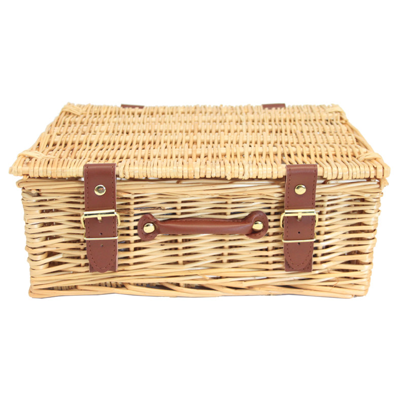 Wicker Hamper Basket with Lid, Beige, 8 L