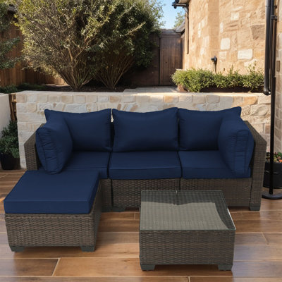 Color Wicker 4 - Person Patio Conversation Set with Cushions
