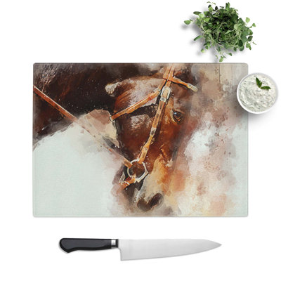Glass Horse in Abstract Chopping Board