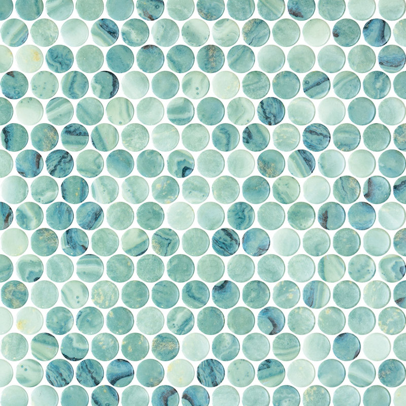 Spectrum Radiance Penny Recycled Glass Mosaic Tile, Lungomare