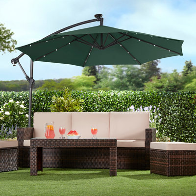 Blevins 270 cm W X 270 cm D Octagonal Lighted Cantilever Parasol with Crank Lift