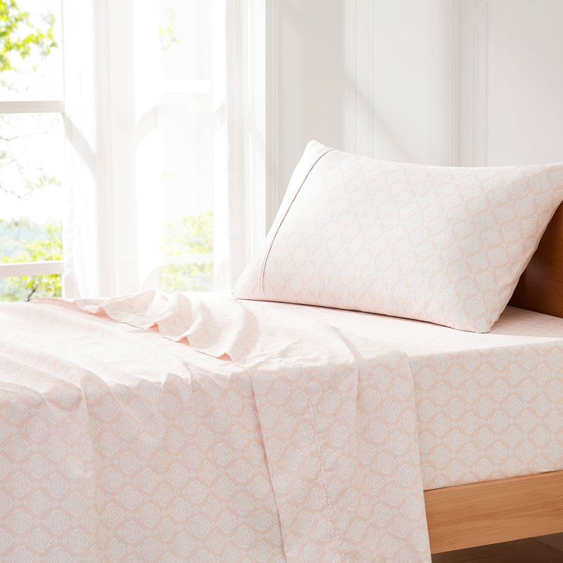 Romer Damask Sheet Set Peach, Twin Sheet Set with 2 Pilowcases