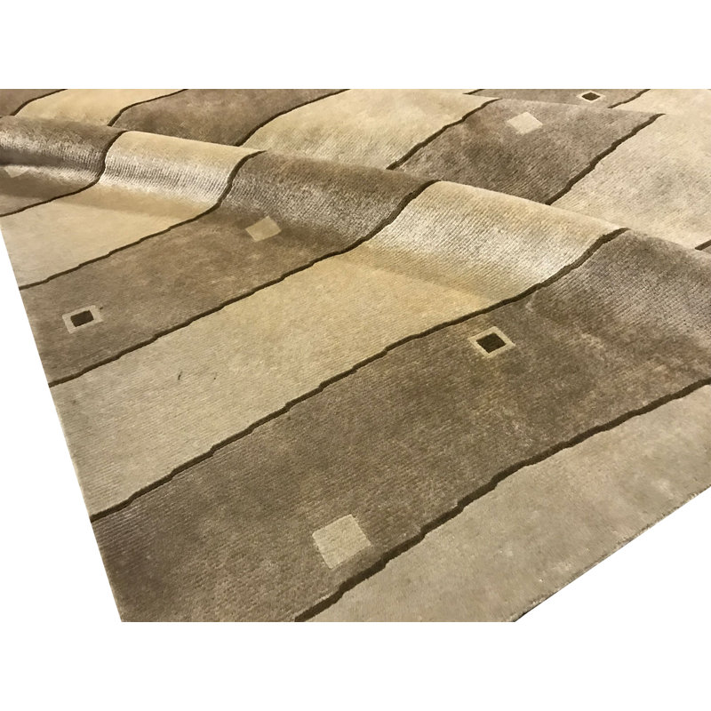 Hand Knotted Wool Area Rug in Brown