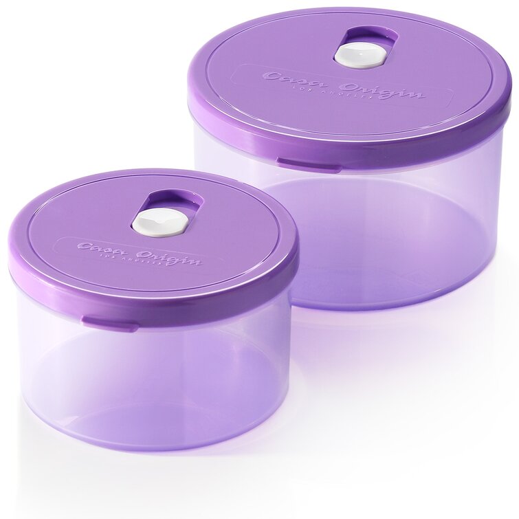 Casa Origin Meal Prep Food Containers with Lid, 2 Pieces - Round (Purple)