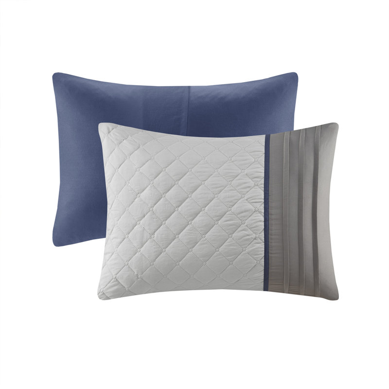California King Blue Microfiber 7-Piece Bedspread Set