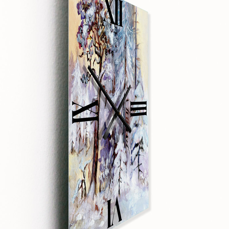 Horloge murale Winter Snowy Forest by the Lake, Grand