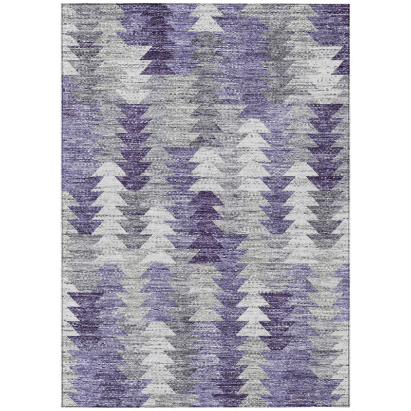 Tapis lavable 10 po x 14 po mauve lavande et gris