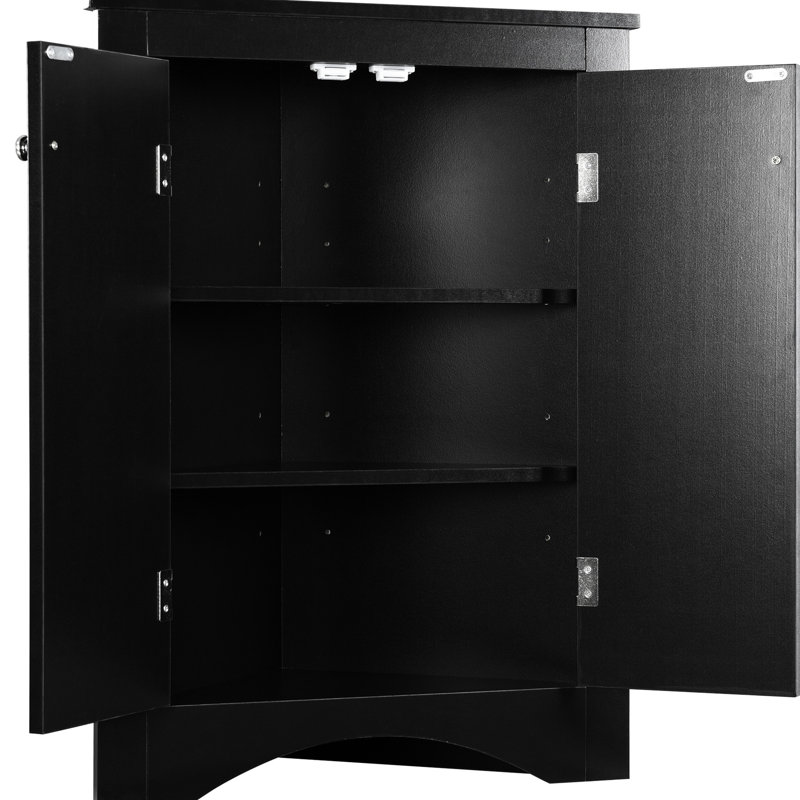 Black Triangle Cabinet With Adjustable Shelves For Various Needs Storage Shelves, Maximizes Space Utilization, Black
