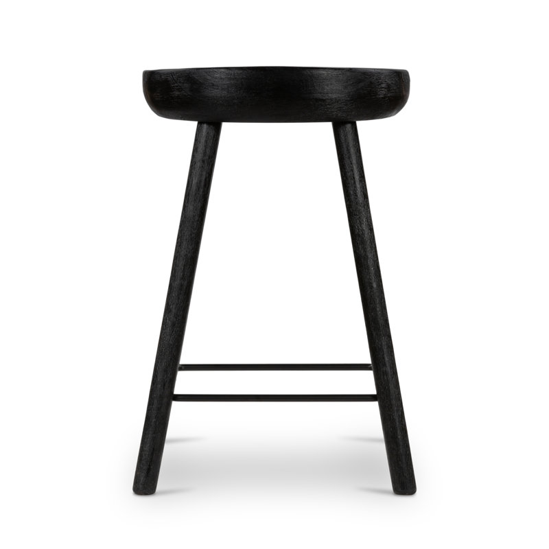 Barrett Solid Wood Bar & Counter Stool, Counter Stool (26.75” Seat Height), Matte Black