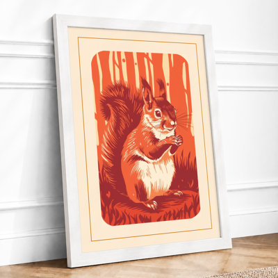 Upright Squirrel Rustic - Framed Print