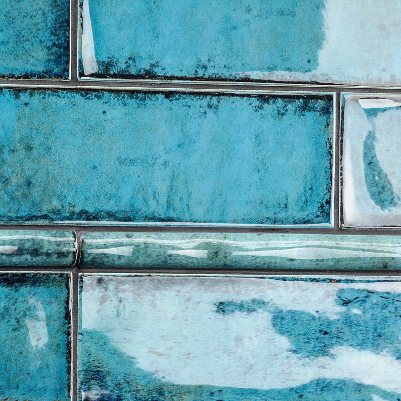 Chateau Blue Ceramic Pencil Liner Tile Trim 1x12
