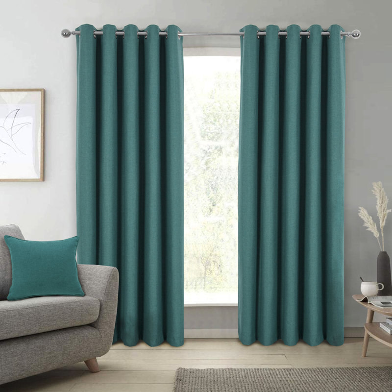 Altynai Blackout Curtain Pair, Teal, 114 W x 137 D cm