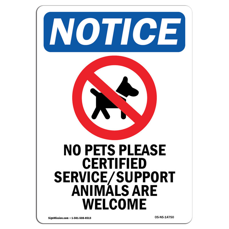 No Pets Please Certified Sign