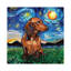 Shorthair Dachshund Night by Aja Trier - Painting-181086049-189843341