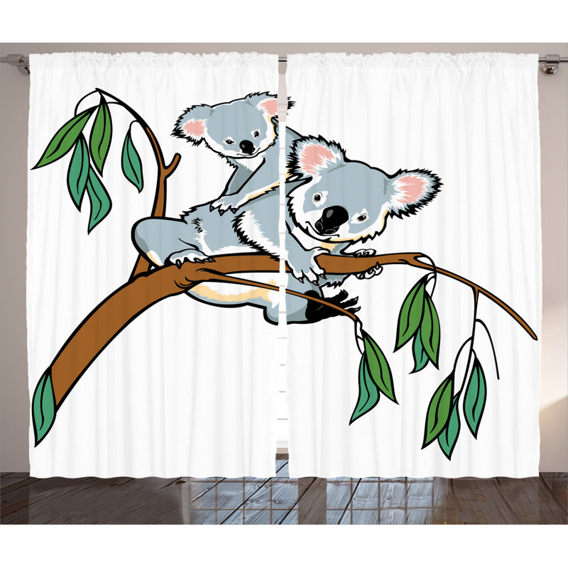 Animals Semi-Sheer Rod Pocket Curtain Panels, 54" x 108"