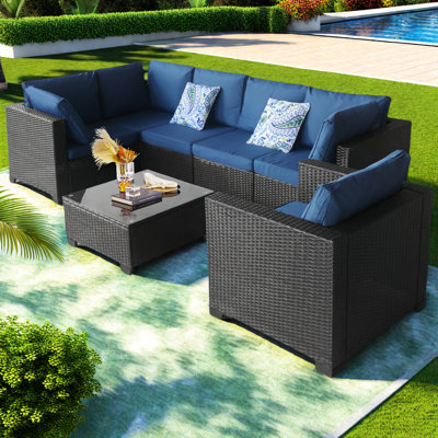 7 pièces Ensemble de mobilier d'extérieur Ensemble de mobilier de patio Ensemble de conversation Mobilier de balcon modulaire d'extérieur pour la cour intérieure, le jardin, le porche, la piscine