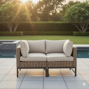 Right-angle Col. Wicker Loveseat Set With Cushions