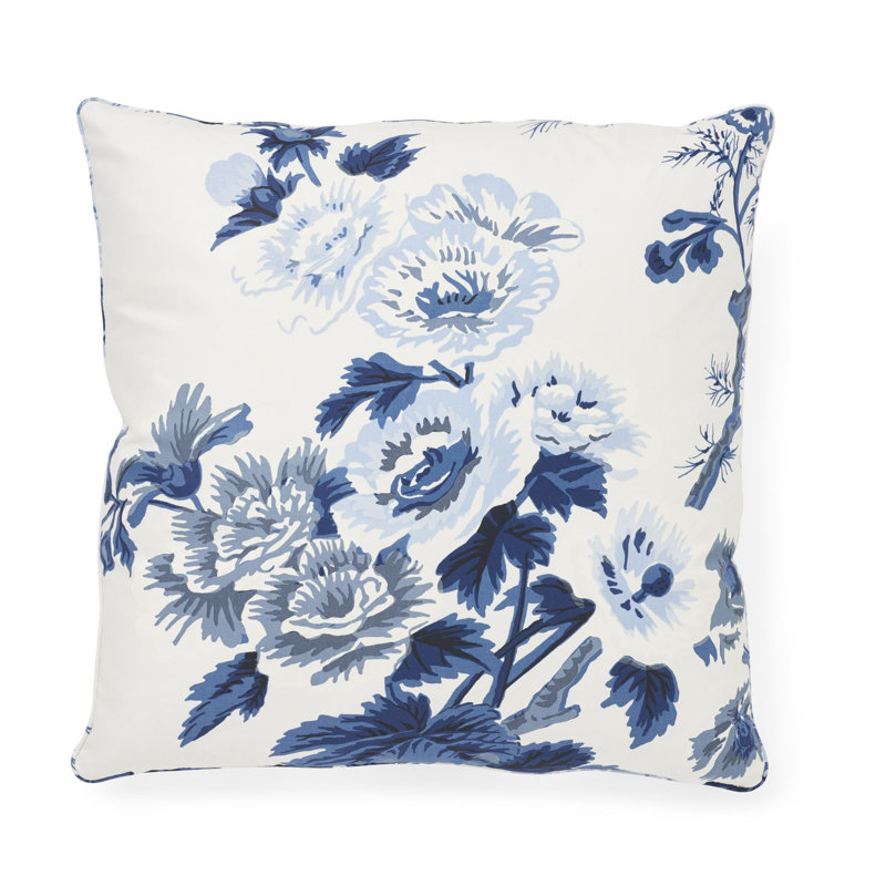 Oreiller Pyne Hollyhock, 18 po x 18 po, Indigo