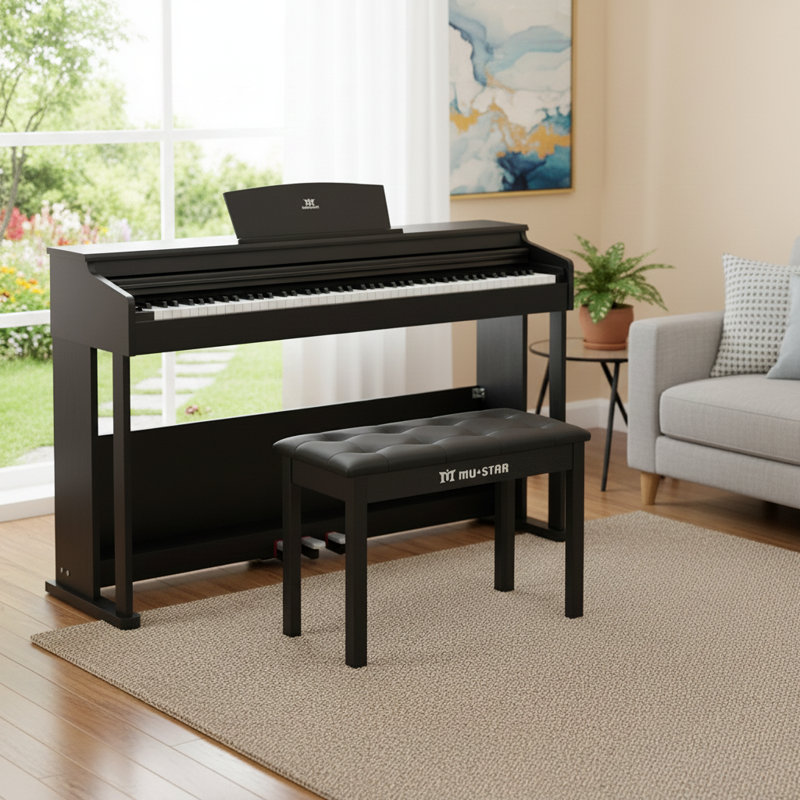 2 Packages Play Music Instrument With Bench, Black