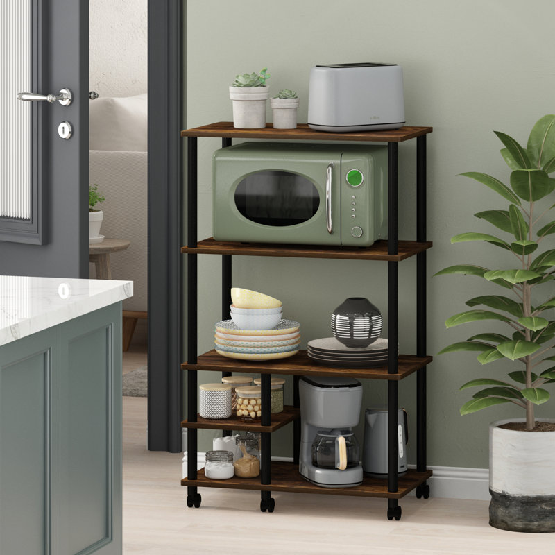 Carlotta 70 Cm Kitchen Trolley with Locking Wheels, Amber Pine/Black