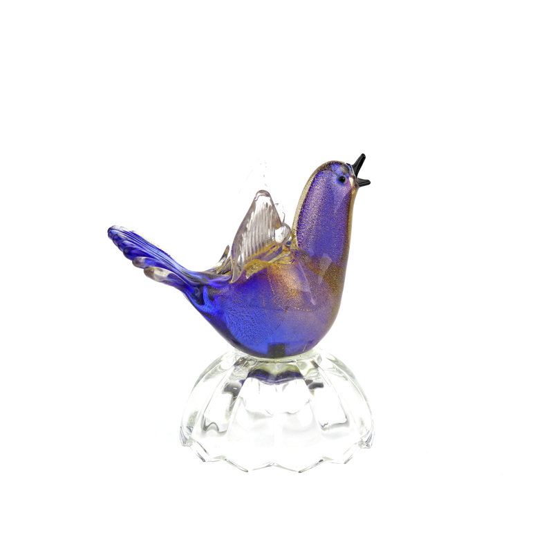 Murano Glass Bird On Clear Base