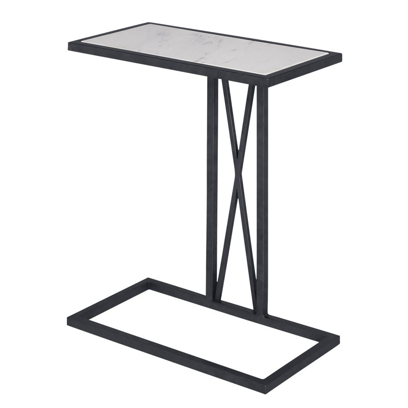 Medallion Marble Frame End Table, Flat Black