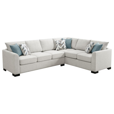 Ashlee Sleeper Sectional Sofa, Greige Chenille, 6 Pillows, 111 Inch