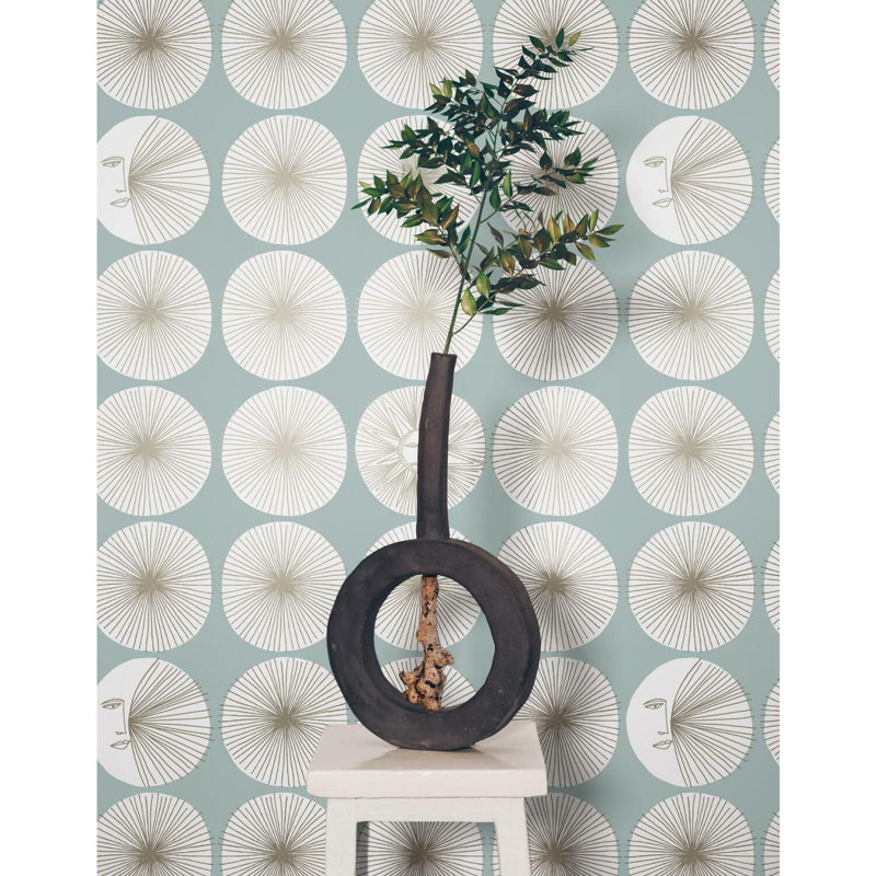 Geometric Peel & Stick Wallpaper Roll, Light Blue/Glint