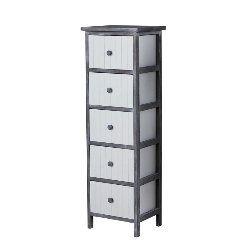 Rilana Fully Assembled 5 Drawer Grey and White Chest Storage Unit