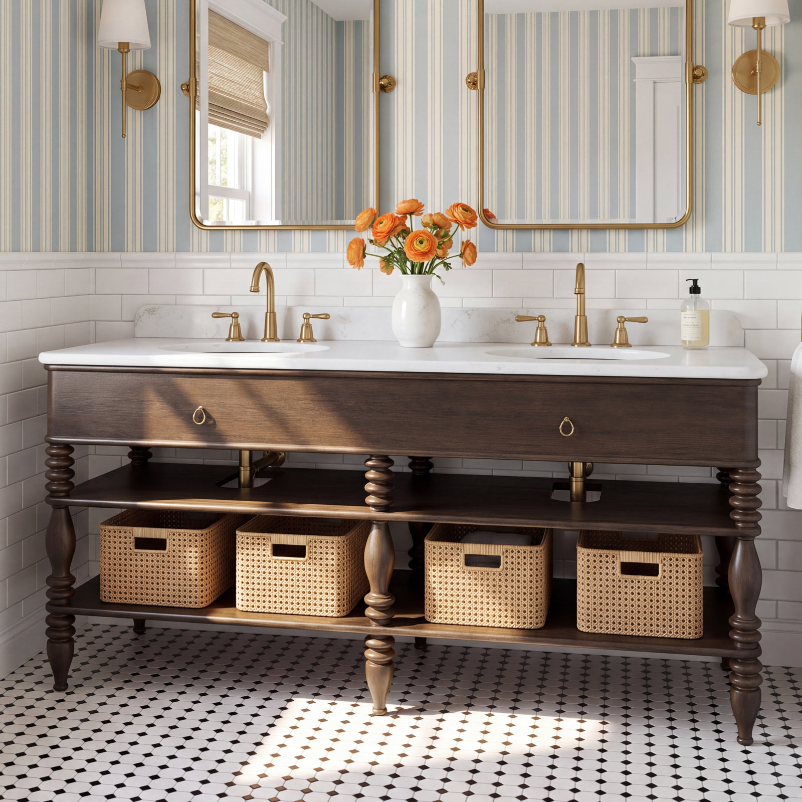 Darla Oak Bathroom Vanity, 72"