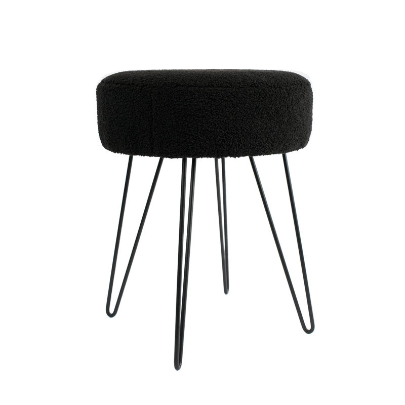 Metal Accent Stool, Polyester, Black