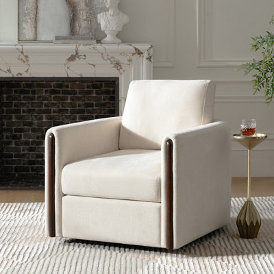 Nicha 31.25W" Modern Feather Blend Swivel Barrel Chair with Deep Seat