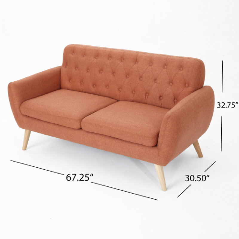  Canapé Mid-Century, canapé rembourré capitonné pour le salon, sièges d'appoint modernes, orange brûlé