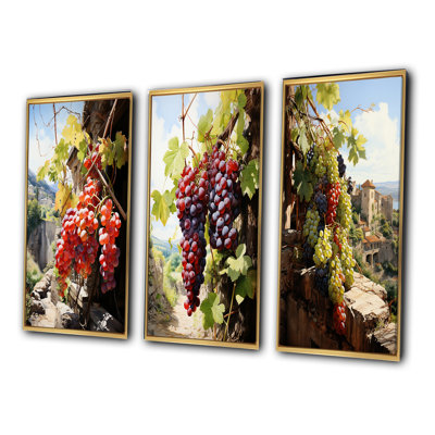 " Pink Vineyard Ancient Wisdom " 3 Piece Art Set