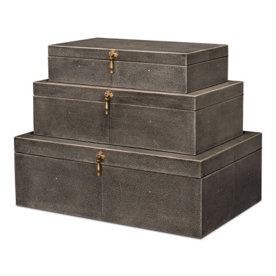 Shagreen 3 Piece Leather Accent Set